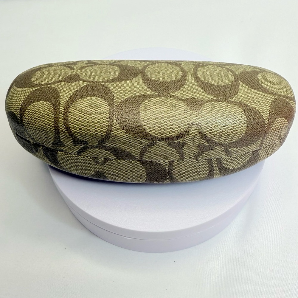 Coach Signature Monogram Eyeglass Case in Khaki and Brown